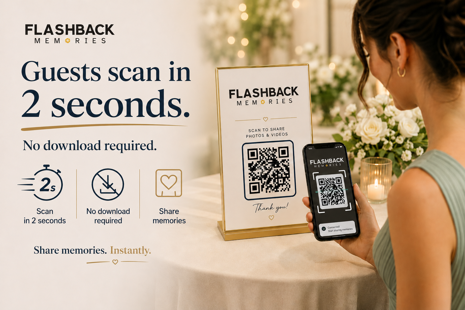 People scanning QR codes at a wedding